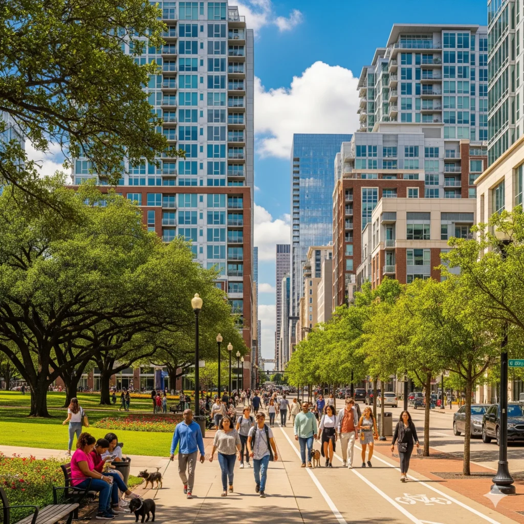 Professional Midtown Houston movers assisting with an apartment move in the vibrant Midtown district